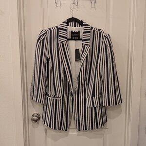 Eloquii Navy & White Striped Blazer | Size 16 | Read Description